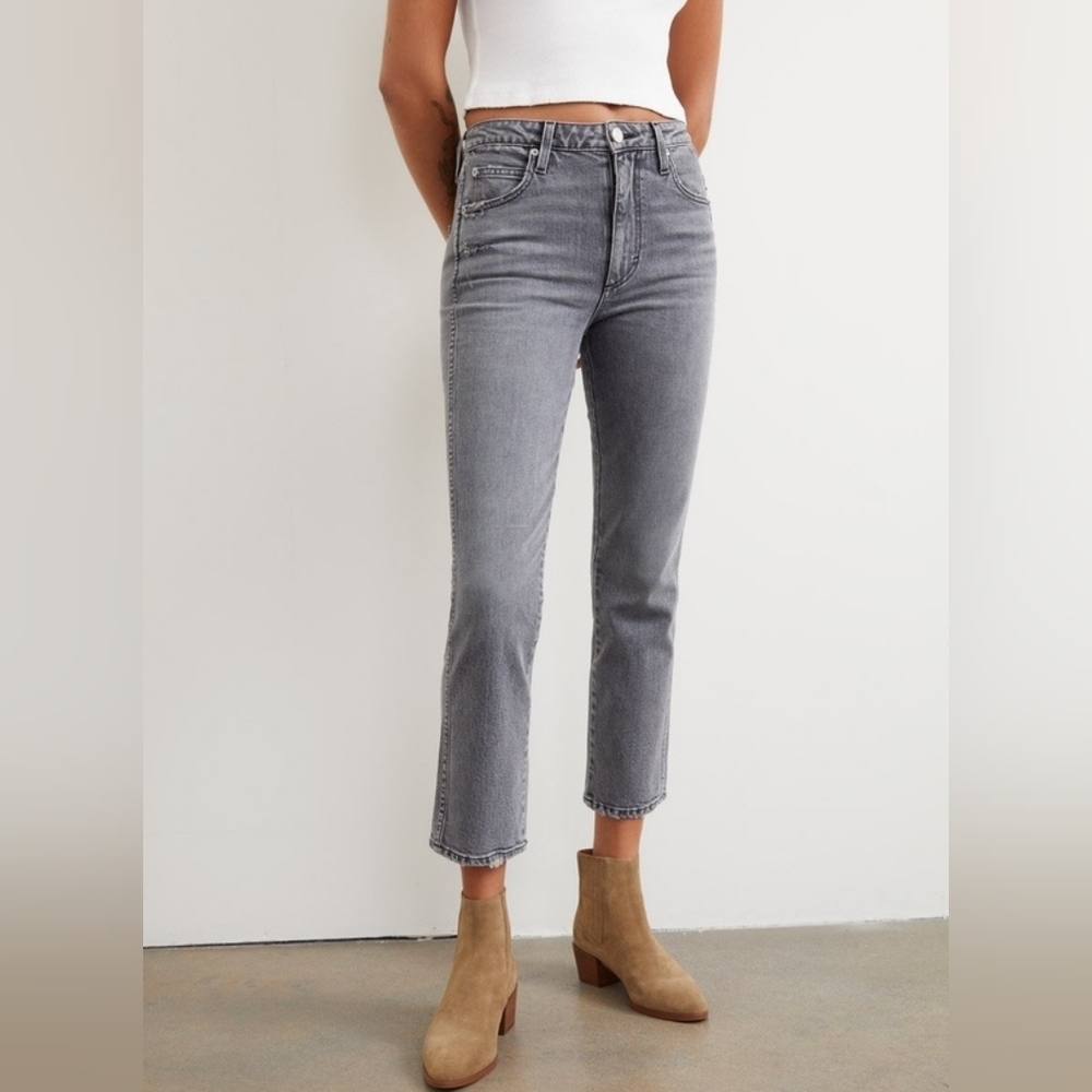 NWT AMO Chloe Crop in Grey Skies Straight Leg High Rise 27